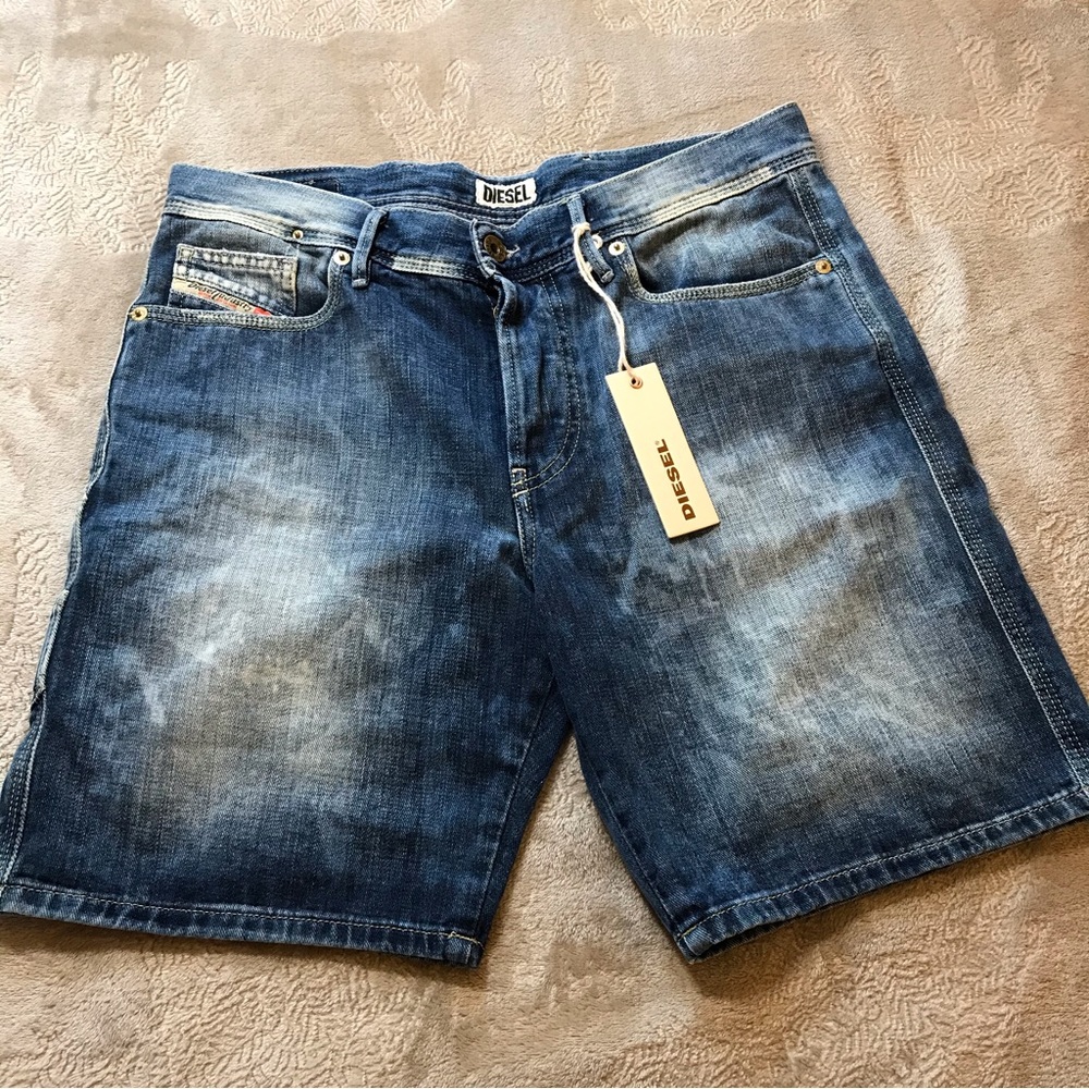 NWT Diesel Industry blue cotton  button fly denim shorts Size 28